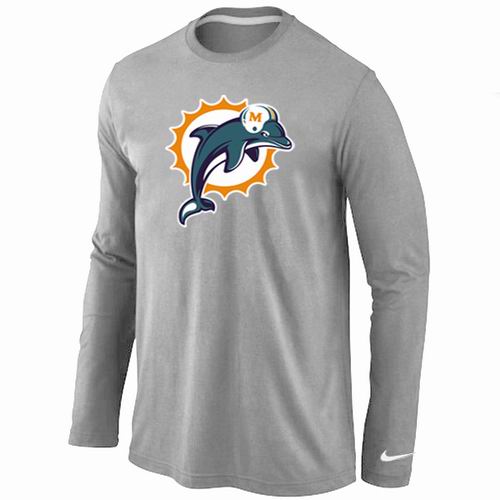 Miami Dolphins Logo Long Sleeve T-Shirt Grey