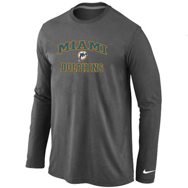 Miami Dolphins Heart & Soul Long Sleeve T-Shirt D.Grey - Click Image to Close