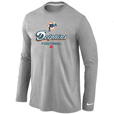Miami Dolphins Critical Victory Long Sleeve T-Shirt Grey - Click Image to Close