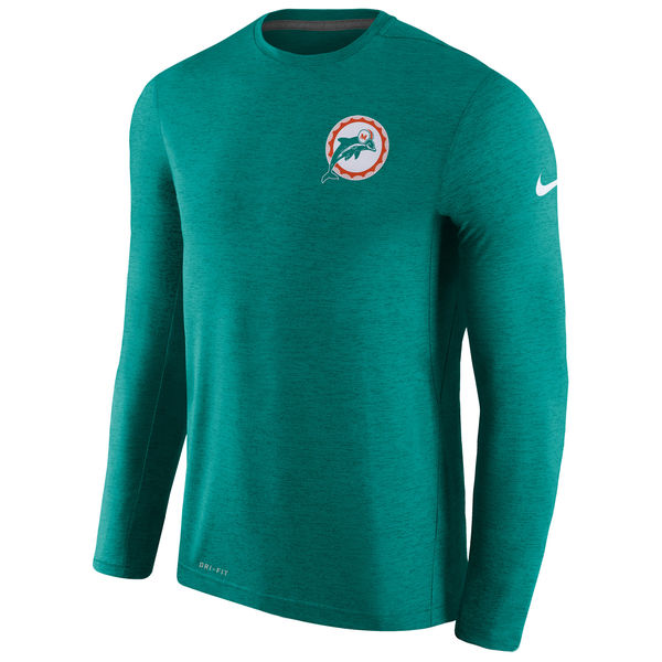 Miami Dolphins Aqua Coaches Retro Long Sleeve T-Shirt - Click Image to Close