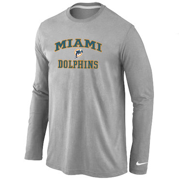 Miami Dolphins Heart & Soul Long Sleeve T-Shirt Grey - Click Image to Close