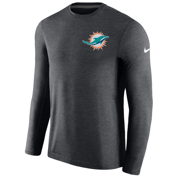 Miami Dolphins Charcoal Coaches Long Sleeve Performance T-Shirt