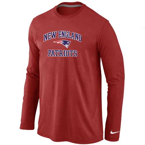 New England Patriots Heart Red Long Sleeve T-Shirt
