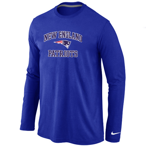 New England Patriots Heart Blue Long Sleeve T-Shirt