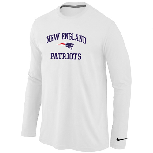 New England Patriots Heart White Long Sleeve T-Shirt
