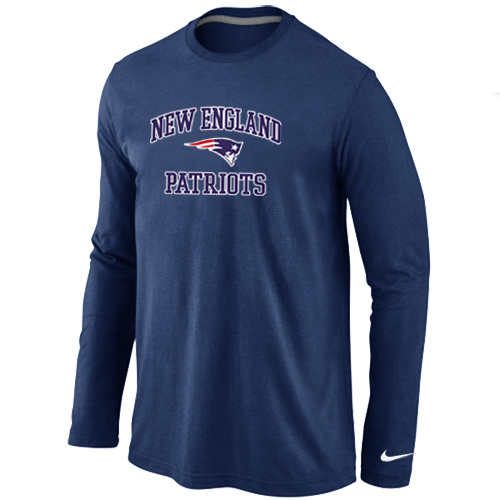 New England Patriots Heart D.Blue Long Sleeve T-Shirt
