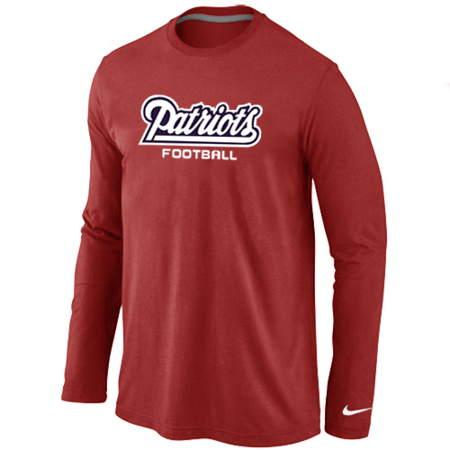 New England Patriots Authentic font Long Sleeve T-Shirt Red