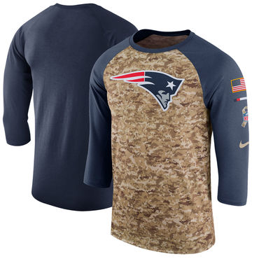 New England Patriots Camo Navy Salute to Service Sideline Legend Performance Three-Quarter Sleeve T