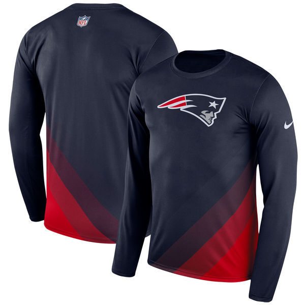 New England Patriots Navy Sideline Legend Prism Performance Long Sleeve T-Shirt
