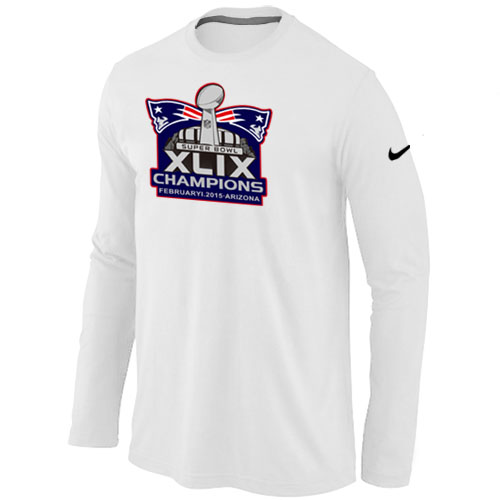 New England Patriots Majestic White Super Bowl XLIX Champion Mark Long Sleeve T-Shirts