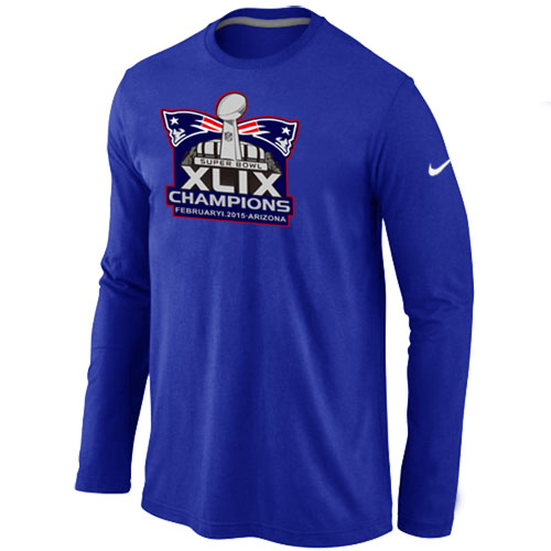 New England Patriots Majestic Blue Super Bowl XLIX Champion Mark Long Sleeve T-Shirts