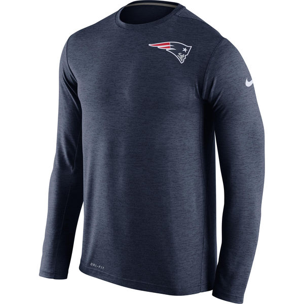 New England Patriots Navy Dri-Fit Touch Long Sleeve Performance T-Shirt