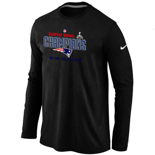 New England Patriots Majestic Black Super Bowl XLIX Long Sleeve T-Shirts