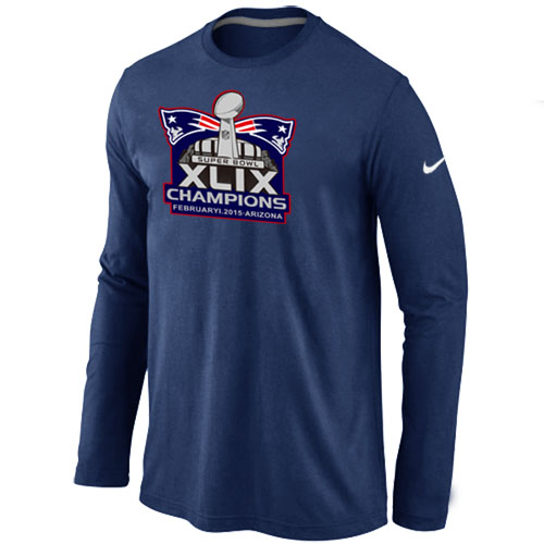 New England Patriots Majestic D.Blue Super Bowl XLIX Champion Mark Long Sleeve T-Shirts