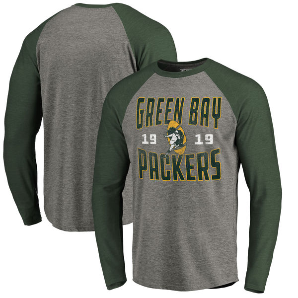 Green Bay Packers NFL Pro Line by Fanatics Branded Timeless Collection Antique Stack Long Sleeve Tri - Click Image to Close
