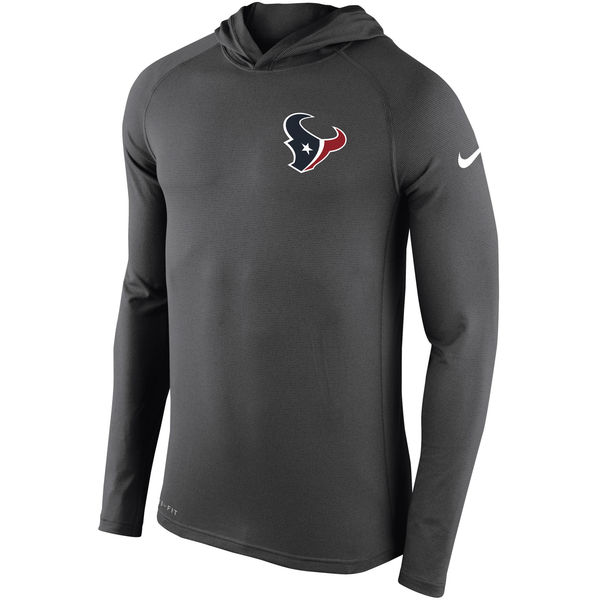 Houston Texans Charcoal Stadium Touch Hooded Performance Long Sleeve T-Shirt