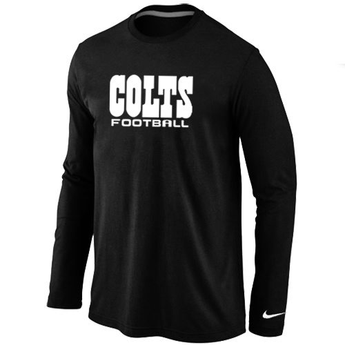 Indianapolis Colts Authentic font Long Sleeve T-Shirt Black - Click Image to Close