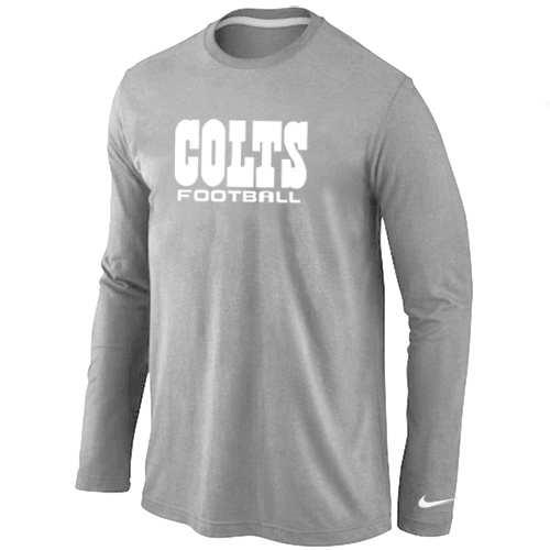 Indianapolis Colts Authentic font Long Sleeve T-Shirt Grey - Click Image to Close