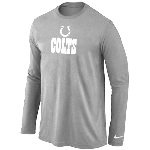 Indianapolis Colts Authentic Logo Long Sleeve T-Shirt Grey - Click Image to Close