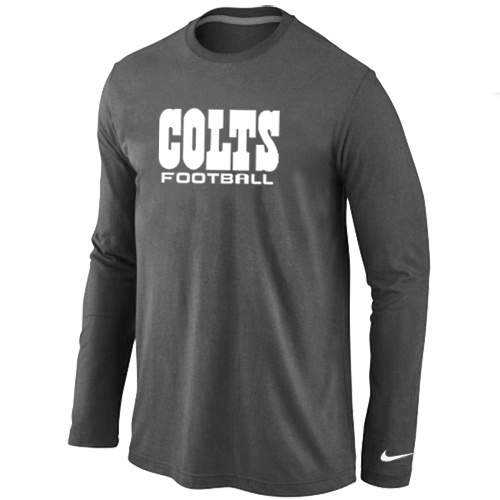 Indianapolis Colts Authentic font Long Sleeve T-Shirt D.Grey - Click Image to Close