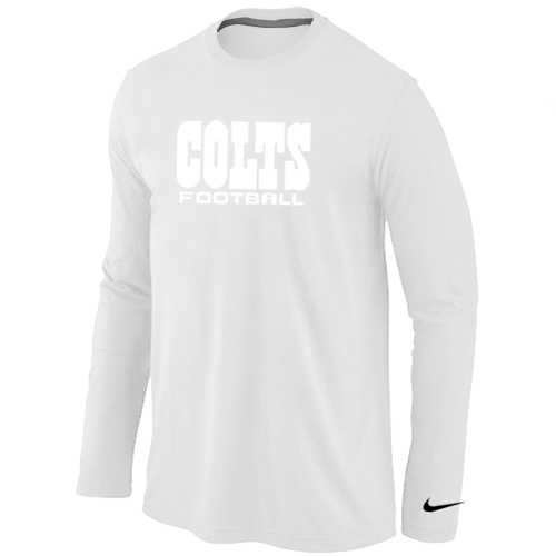 Indianapolis Colts Authentic font Long Sleeve T-Shirt White - Click Image to Close