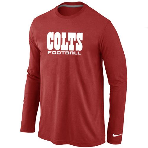 Indianapolis Colts Authentic font Long Sleeve T-Shirt Red - Click Image to Close