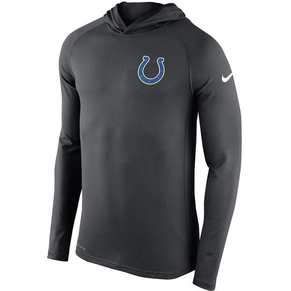 Indianapolis Colts Charcoal Stadium Touch Hooded Performance Long Sleeve T-Shirt - Click Image to Close