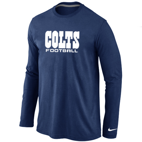 Indianapolis Colts Authentic font Long Sleeve T-Shirt D.Blue - Click Image to Close