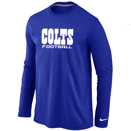 Indianapolis Colts Authentic font Long Sleeve T-Shirt blue - Click Image to Close