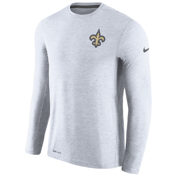 New Orleans Saints White Coaches Long Sleeve Performance T-Shirt