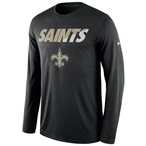 Saints Black Team Logo Long Sleeve T Shirt