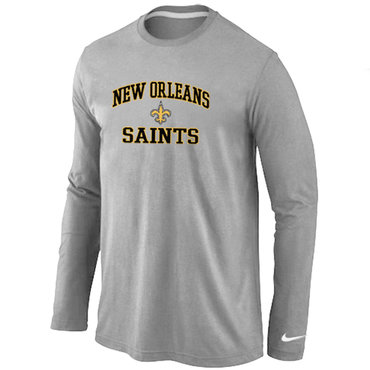 New Orleans Saints Heart & Soul Long Sleeve T-Shirt Grey
