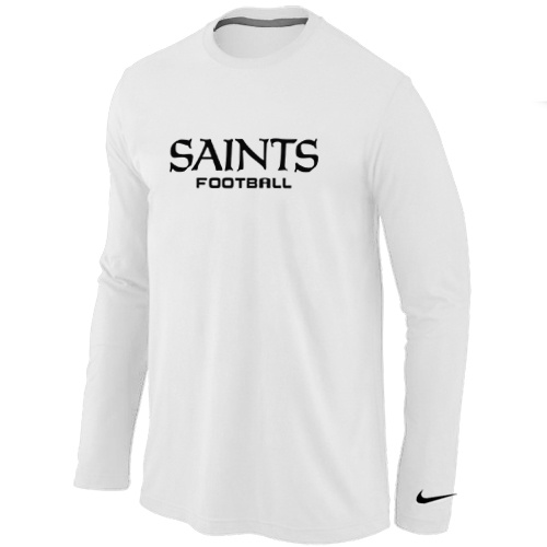 New Orleans Saints Authentic font Long Sleeve T-Shirt White