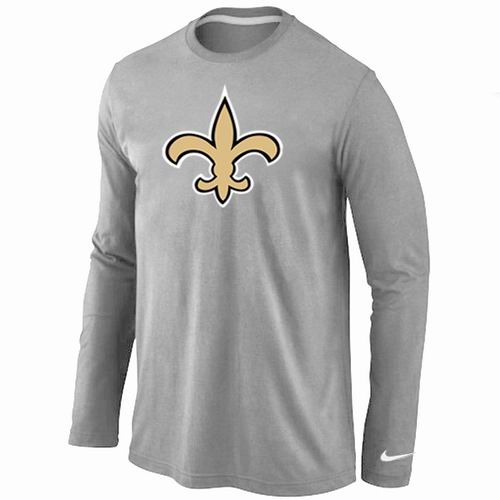 New Orleans Saints Logo Long Sleeve T-Shirt Grey