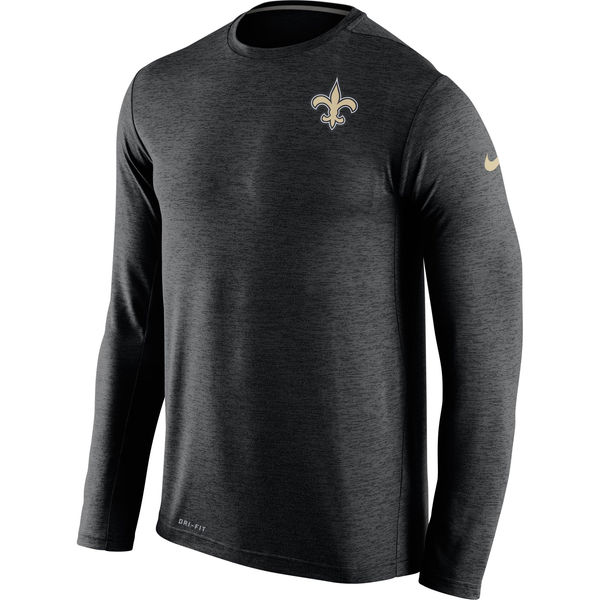 New Orleans Saints Black Dri-Fit Touch Long Sleeve Performance T-Shirt