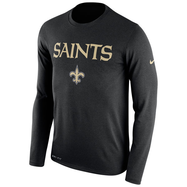 New Orleans Saints Legend Essential Lock Up Long Sleeve Performance T-Shirt Black - Click Image to Close