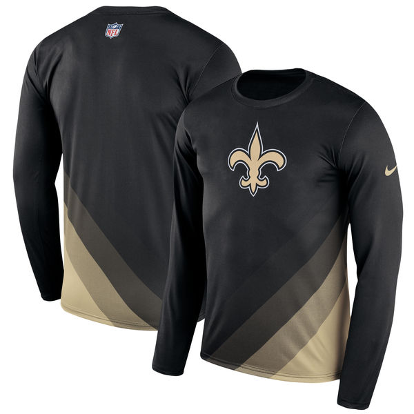 New Orleans Saints Black Sideline Legend Prism Performance Long Sleeve T-Shirt