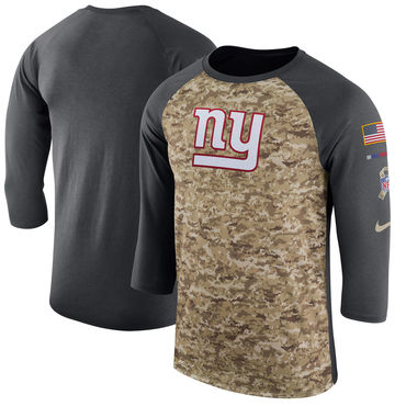 New York Giants Camo Anthracite Salute to Service Sideline Legend Performance Three-Quarter Sleeve T