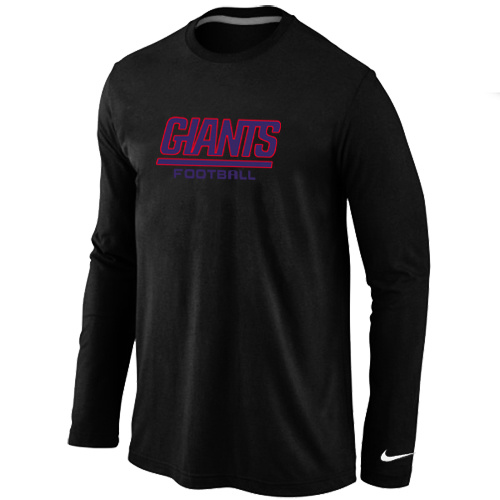 New York Giants Authentic font Long Sleeve T-Shirt Black - Click Image to Close