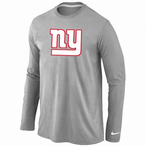 New York Giants Logo Long Sleeve T-Shirt Grey - Click Image to Close