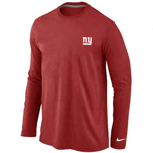 New York Giants Logo Long Sleeve T-Shirt Red - Click Image to Close