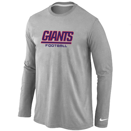 New York Giants Authentic font Long Sleeve T-Shirt Grey
