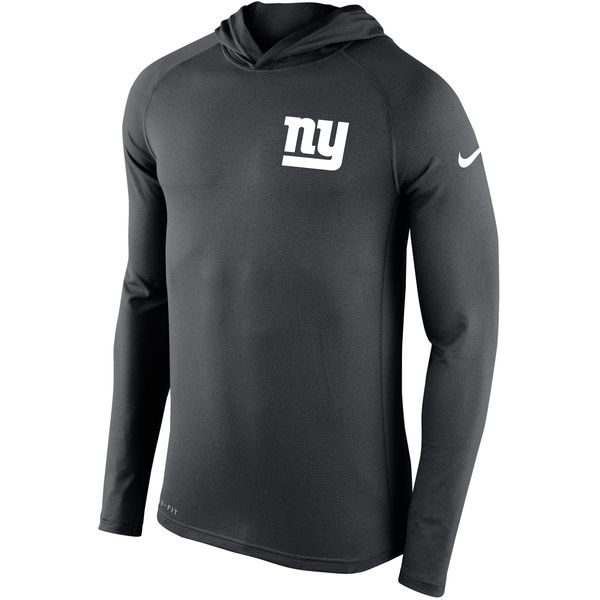 New York Giants Charcoal Stadium Touch Hooded Performance Long Sleeve T-Shirt