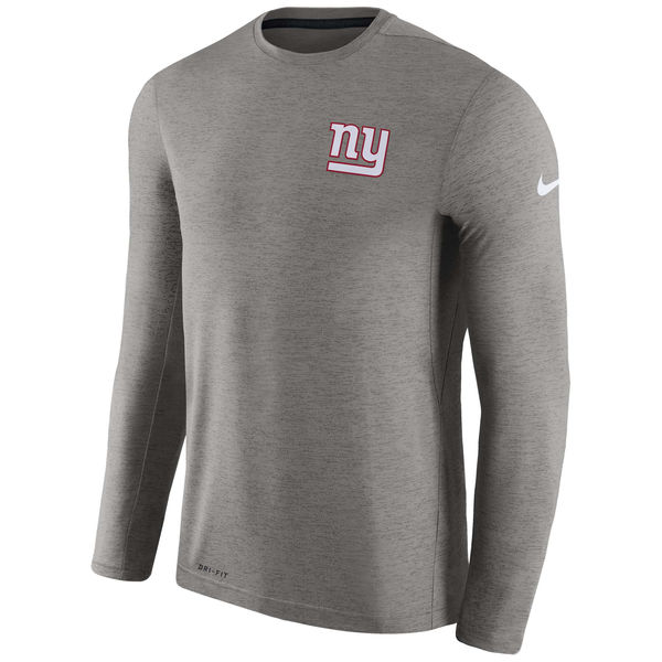 New York Giants Charcoal Coaches Long Sleeve Performance T-Shirt - Click Image to Close