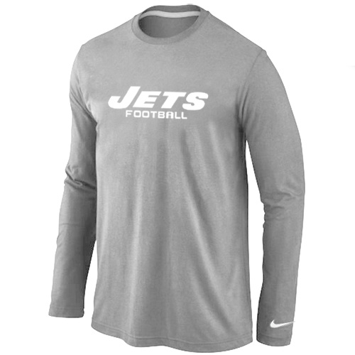 New York Jets Authentic font Long Sleeve T-Shirt Grey