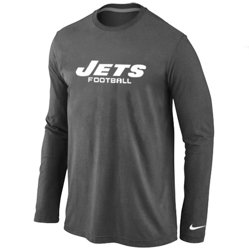 New York Jets Authentic font Long Sleeve T-Shirt D.Grey