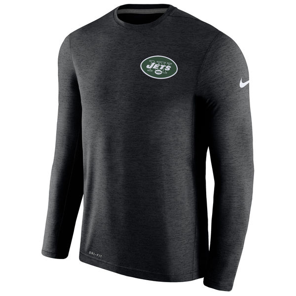 New York Jets Black Coaches Long Sleeve Performance T-Shirt