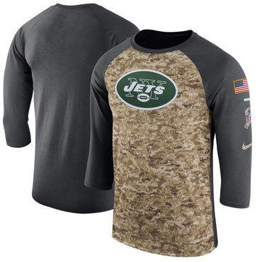 New York Jets Camo Anthracite Salute to Service Sideline Legend Performance Three-Quarter Sleeve T S