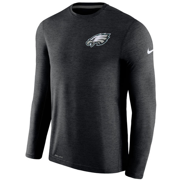 Philadelphia Eagles Black Coaches Long Sleeve Performance T-Shirt - Click Image to Close