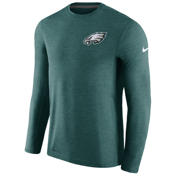 Philadelphia Eagles Midnight Green Coaches Long Sleeve Performance T-Shirt